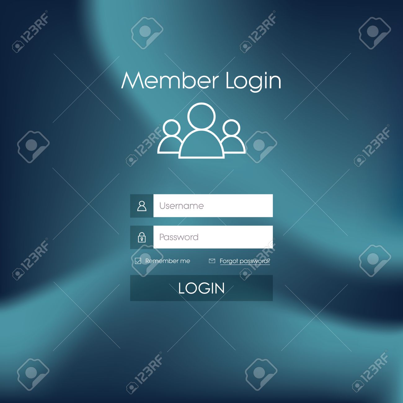 login form menu with simple line icons blurred background websitelogin form menu with simple line icons blurred background website element for your web