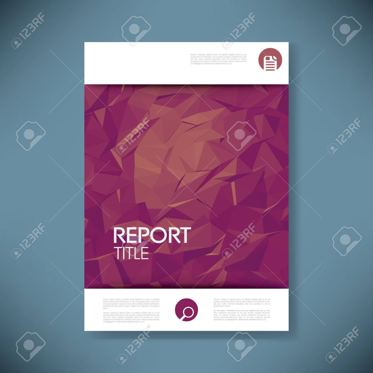 report cover template with 3d low poly vector background business