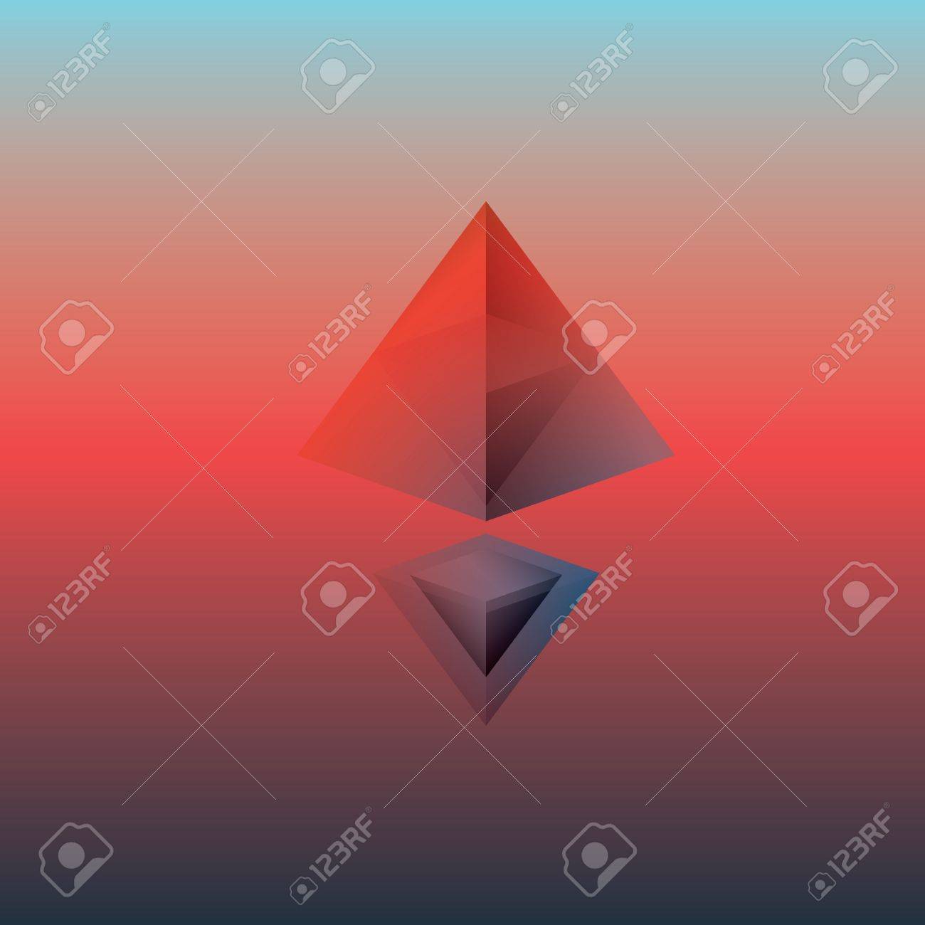 추상 피라미드 벡터 3d 배경 일러스트 레이 션. 그라데이션 배경에 떠 다니는 다각형 모양. 로열티 무료 사진, 그림, 이미지 그리고  스톡포토그래피. Image 63660354