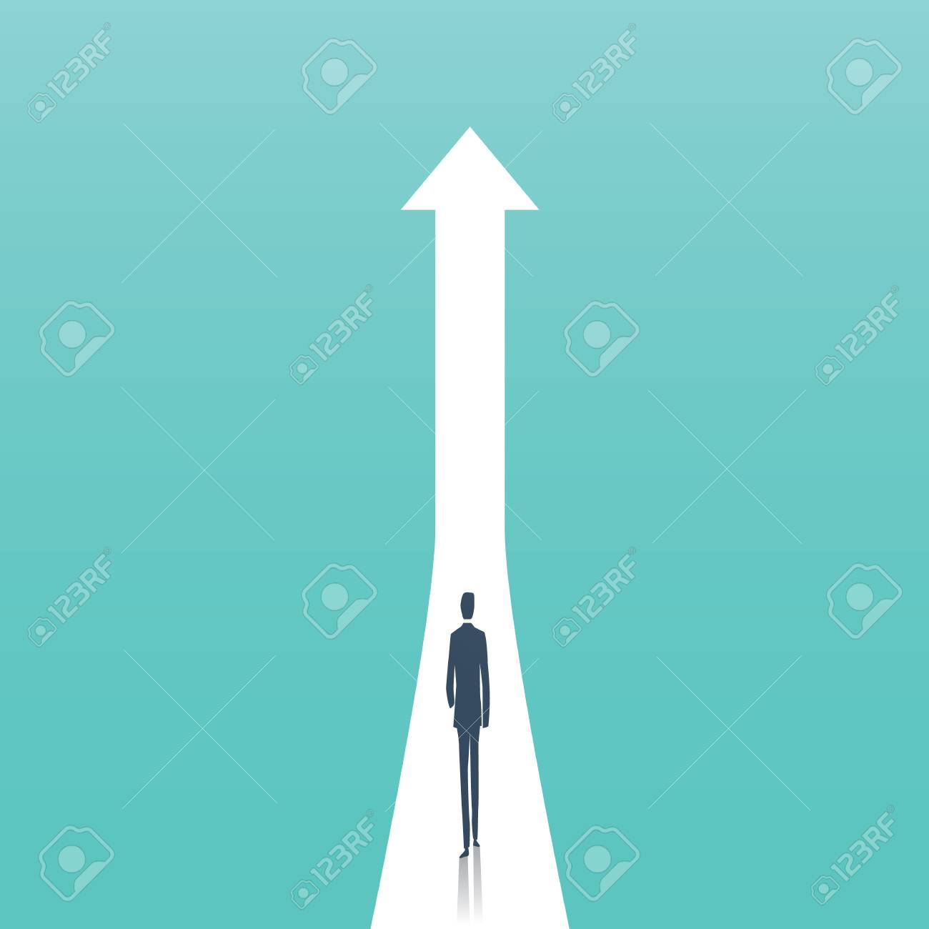 Business Growth Vector Concept With Businessman On Path To Higher Position Symbol Of Success Opportunity Career Promotion And Development Eps10 Vector Illustration のイラスト素材 ベクタ Image