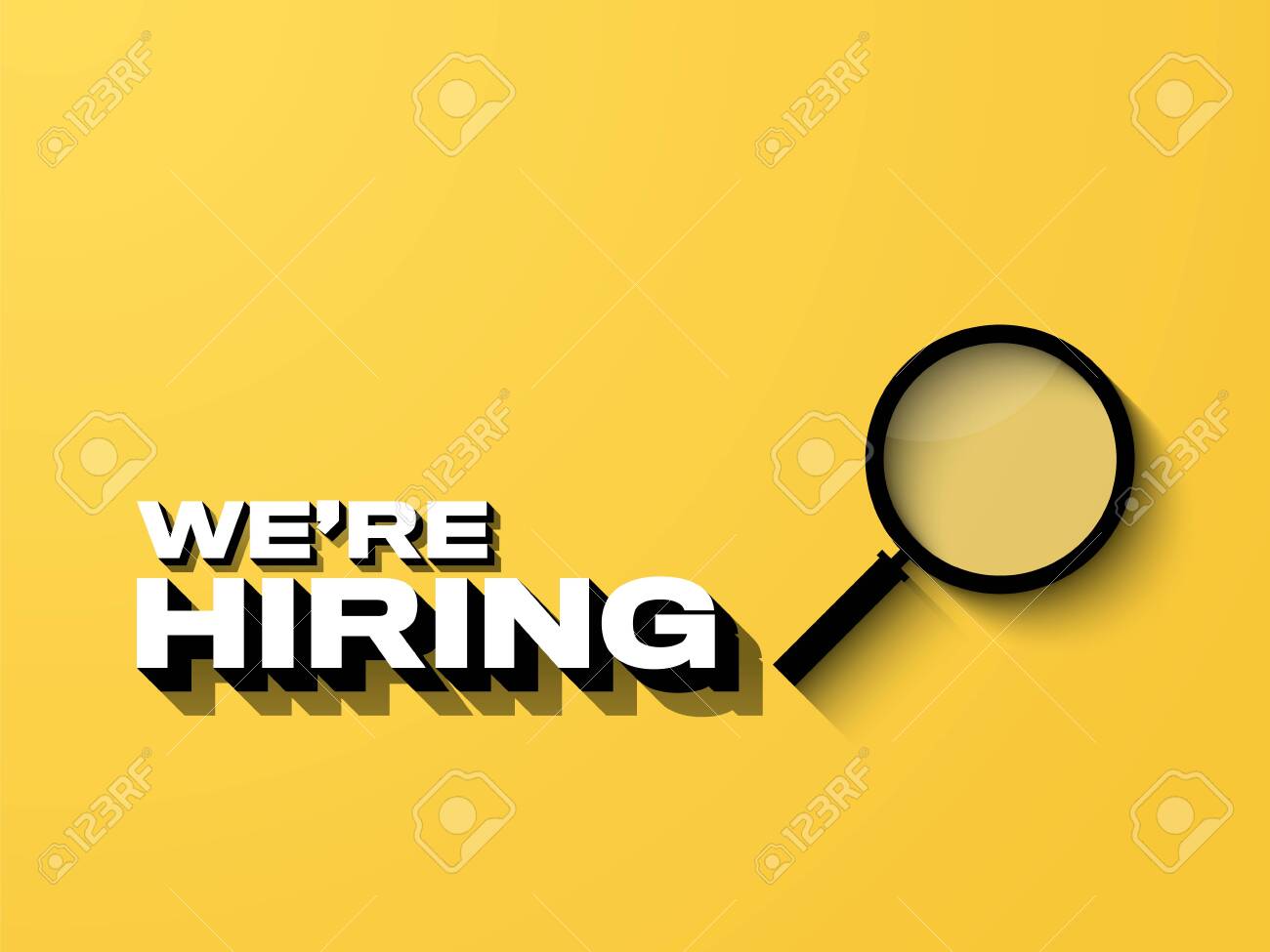 Hiring Poster Vector Template With Minimalist Design Magnifying Glass And Big Letters Typography Jobs Career Vacancy And Recruitment Advertising And Promotion Royalty Free Cliparts Vectors And Stock Illustration Image 137468084