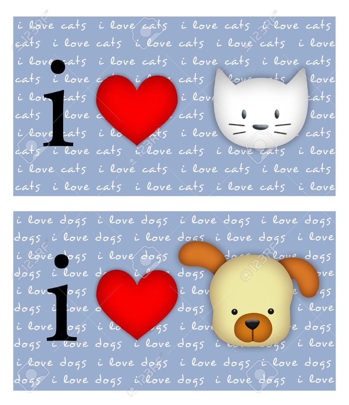 I love cats/dogs signs on blue background with - 8021003 I love cats/dogs signs on blue background with - 8021003
