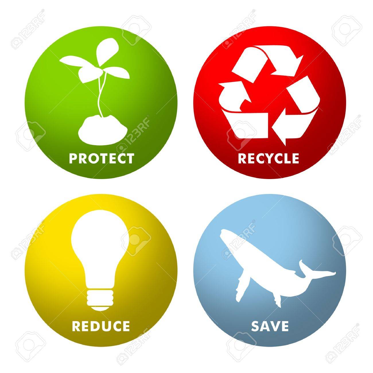 Environmental icons for Protect, Recycle, Reduce and Save. - 8808429 Environmental icons for Protect, Recycle, Reduce and Save. - 8808429