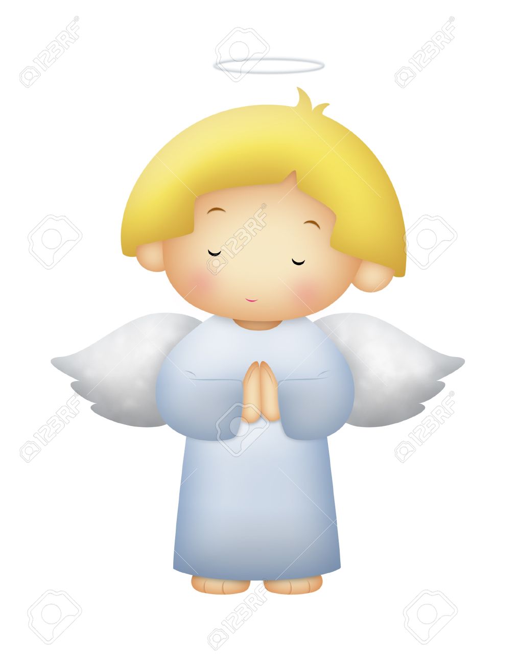 Angel with yellow hair praying. White background. - 9288816 Angel with yellow hair praying. White background. - 9288816