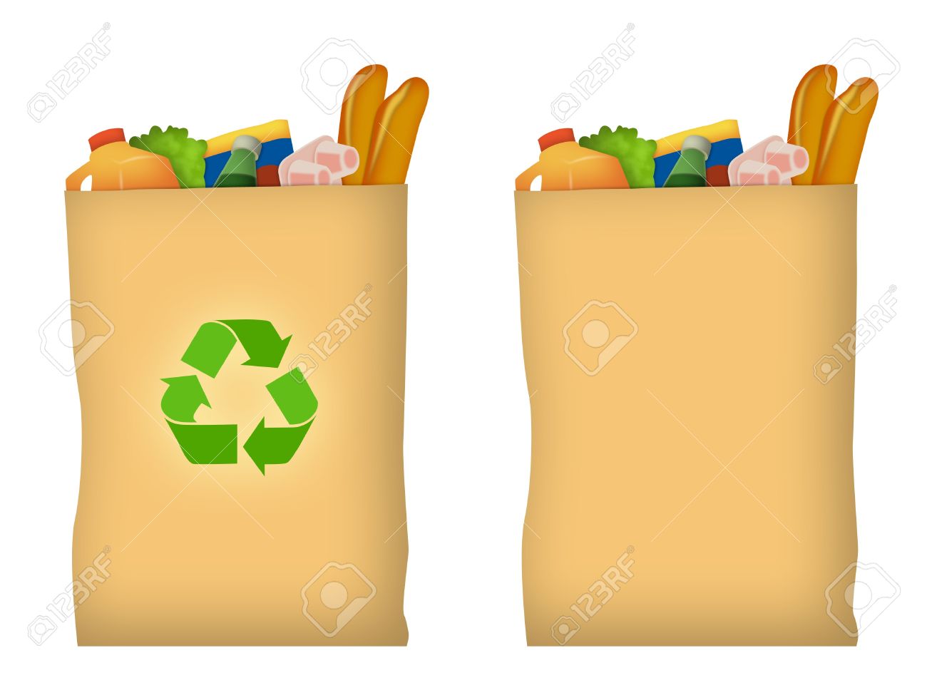 Brown paper grocery bag with recycle symbol. - 9739176 Brown paper grocery bag with recycle symbol. - 9739176