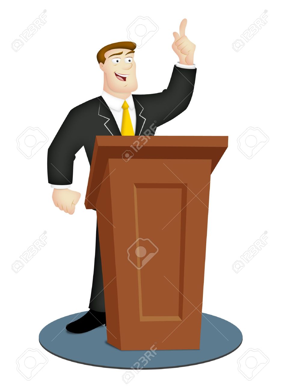 Cartoon speaker in business suit with rostrum. - 9833050 Cartoon speaker in business suit with rostrum. - 9833050
