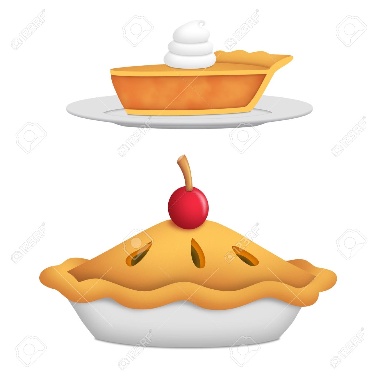 Whole pie with cherry and pie slice. - 14414074 Whole pie with cherry and pie slice. - 14414074