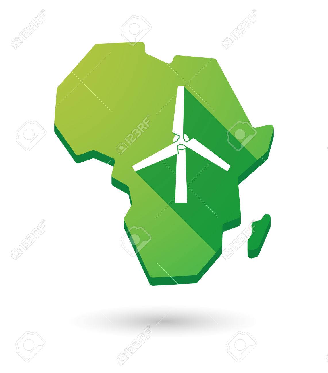isolated africa continent map icon with a wind generator royalty