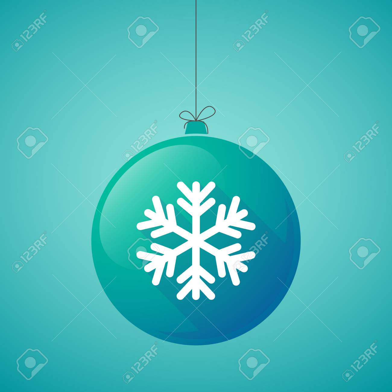 Illustration Dune Boule De Noël Icône Longue Ombre Avec Un Flocon De Neige