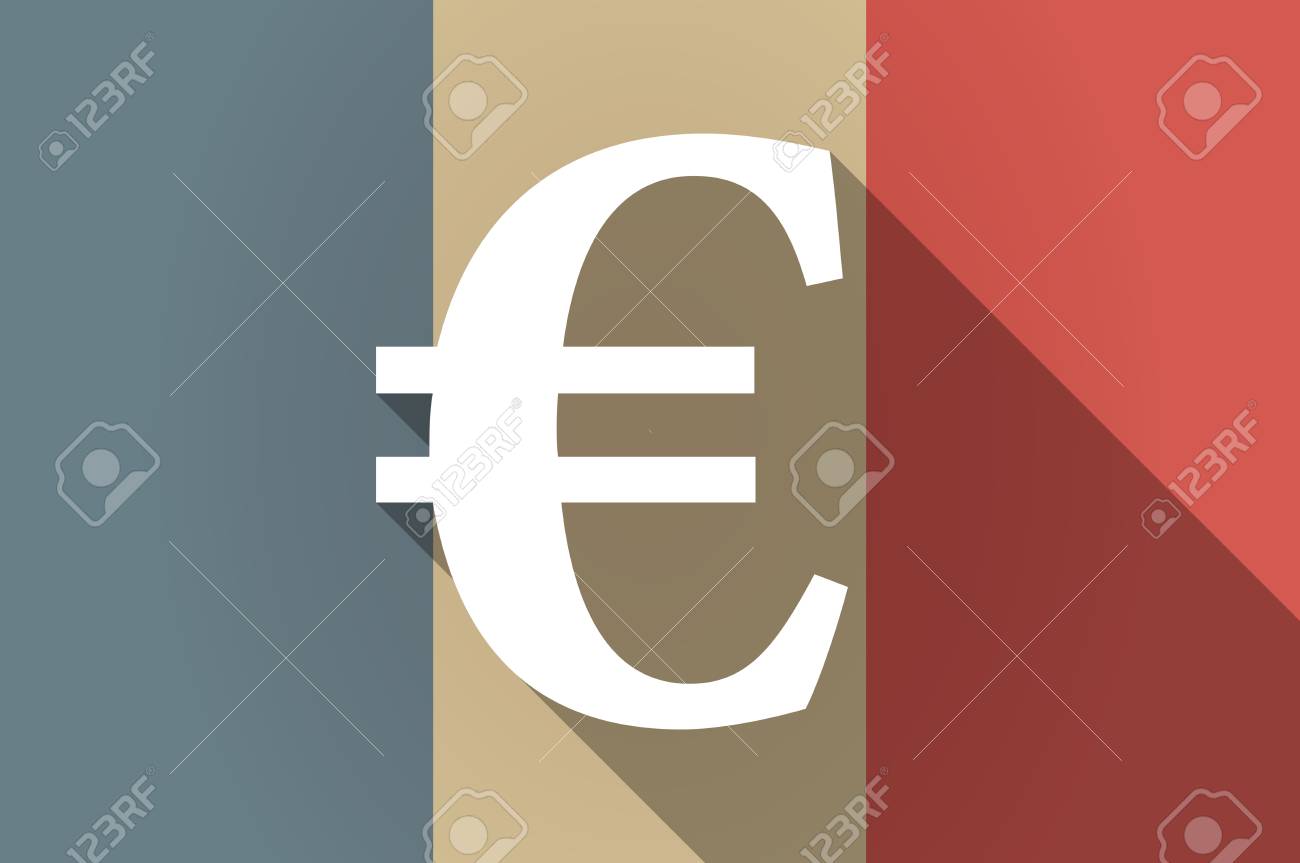 ユーロ通貨記号を持つフランスのベクトルのアイコンの長い影の旗のイラストのイラスト素材・ベクター Image 48359216