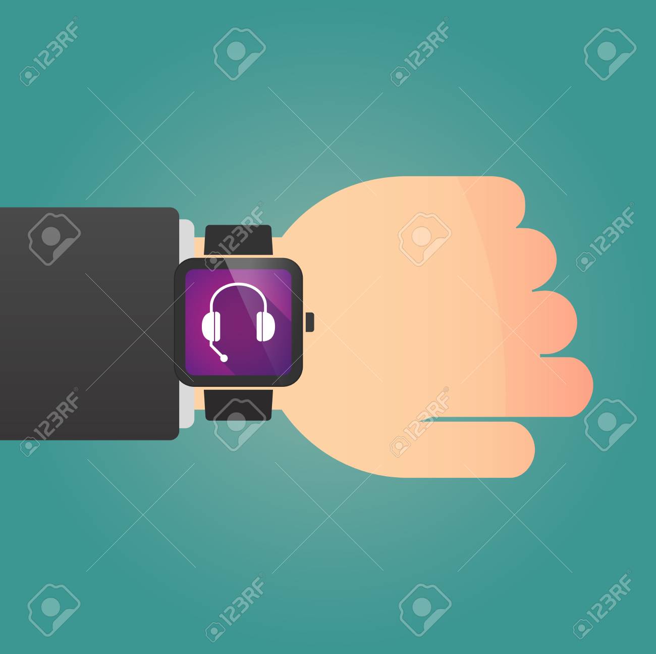 手でスマートな腕時計を見せて男のイラスト無料電話デバイスのイラスト素材 ベクタ Image