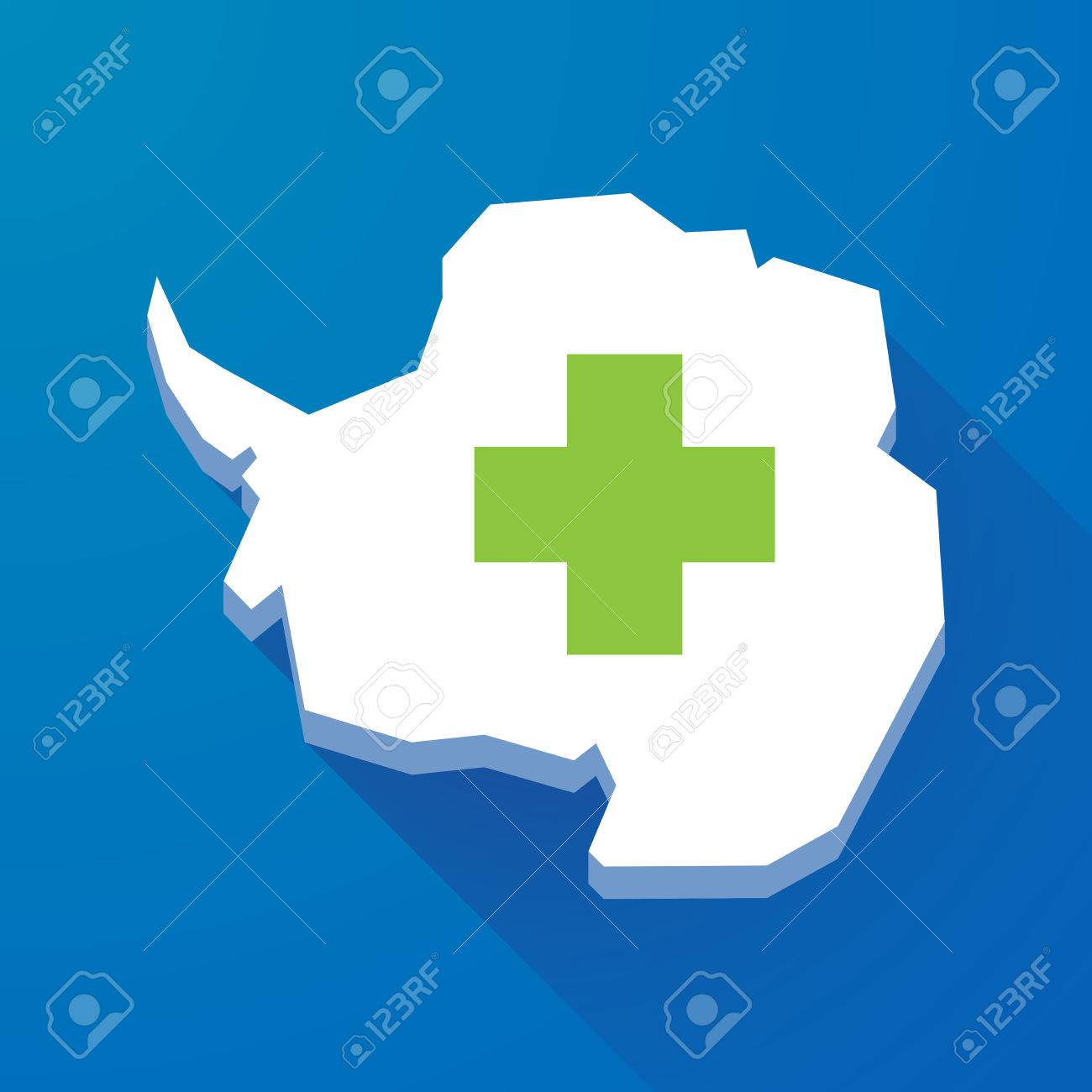 薬局の看板が付いている南極大陸の長い影の地図のイラストのイラスト素材 ベクタ Image