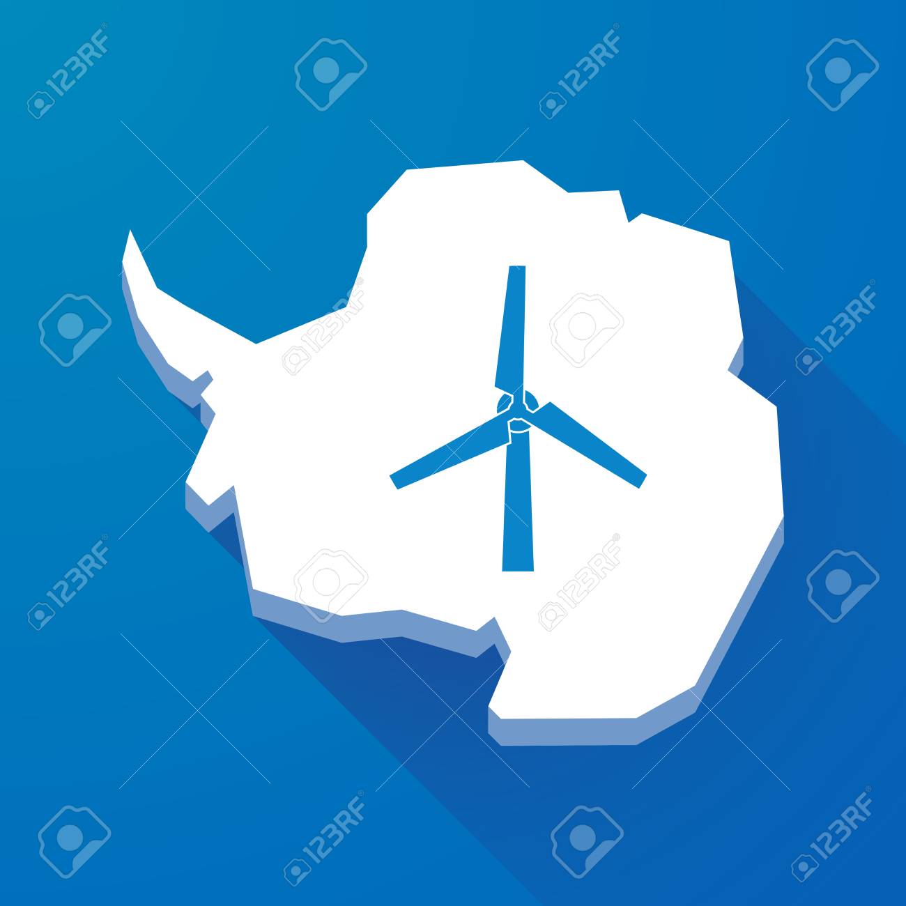 illustration of a long shadow map of antarctica continent with