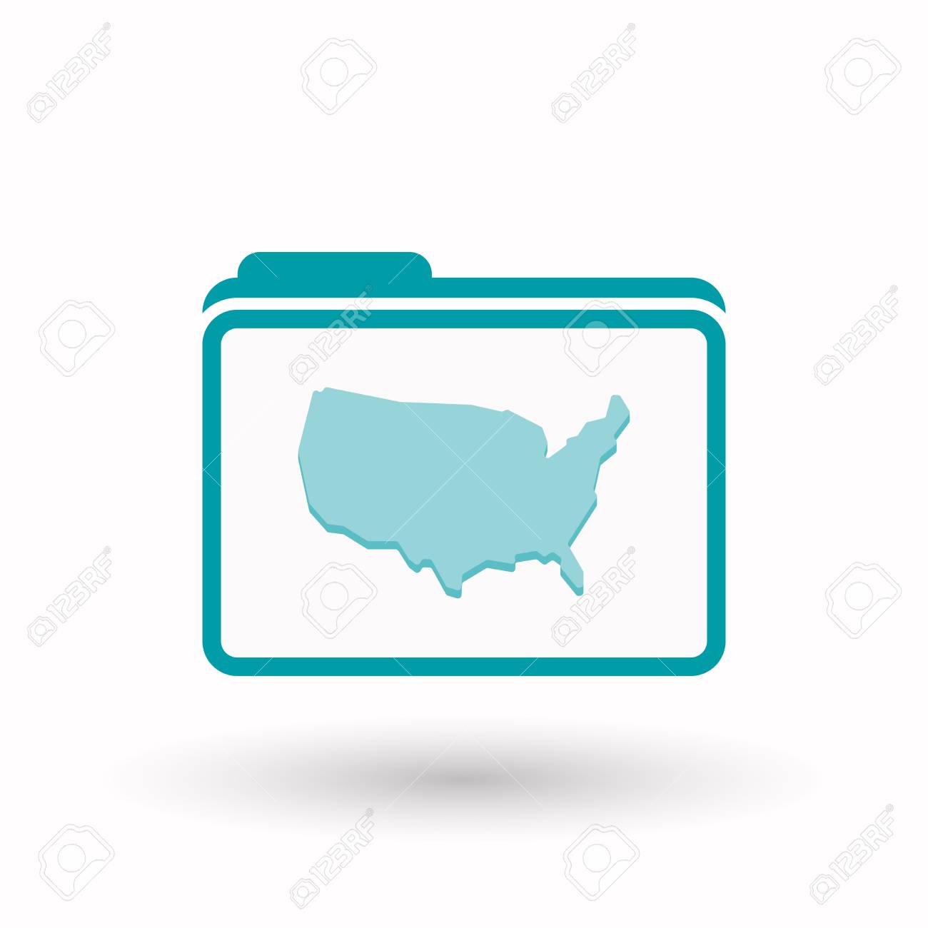 アメリカの地図と隔離されたライン アート フォルダー アイコンの図の