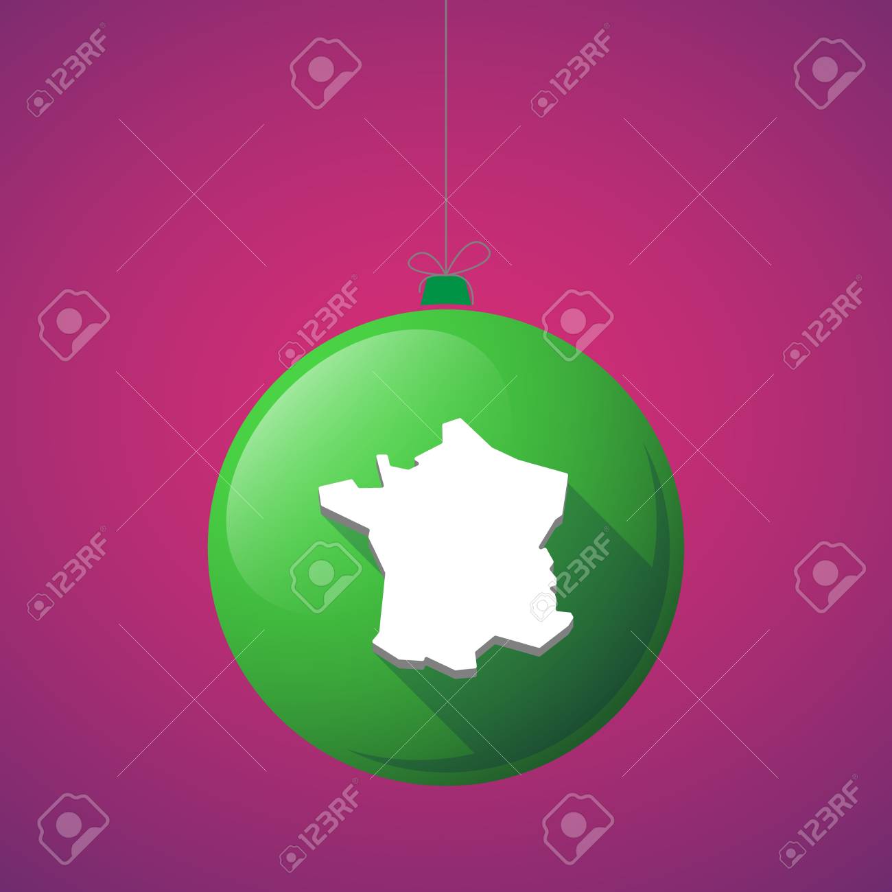 Illustration Dune Boule De Noël à Longue Ombre Avec La Carte De France