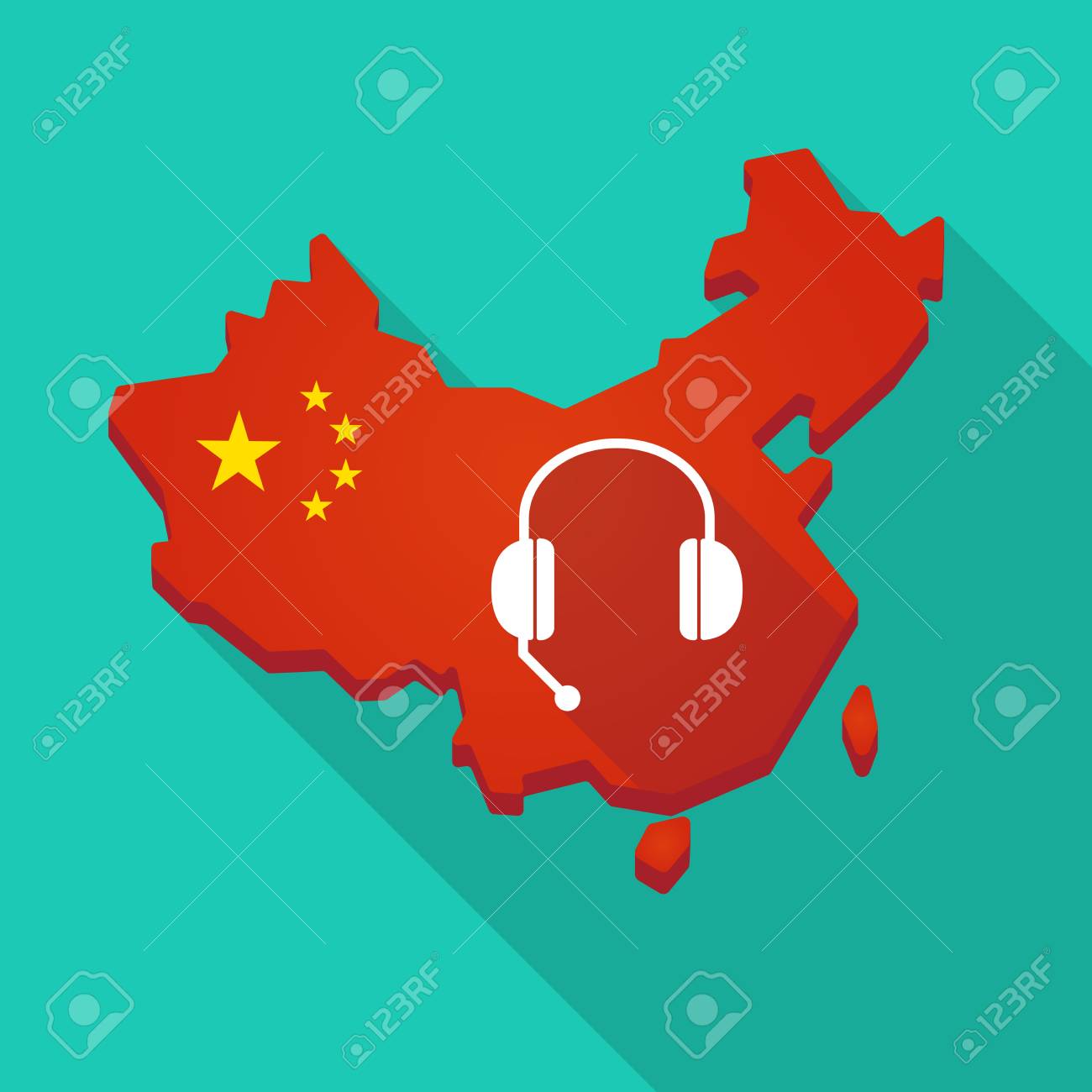 長い影の手の中国の地図のイラスト無料電話デバイス のイラスト素材 ベクタ Image