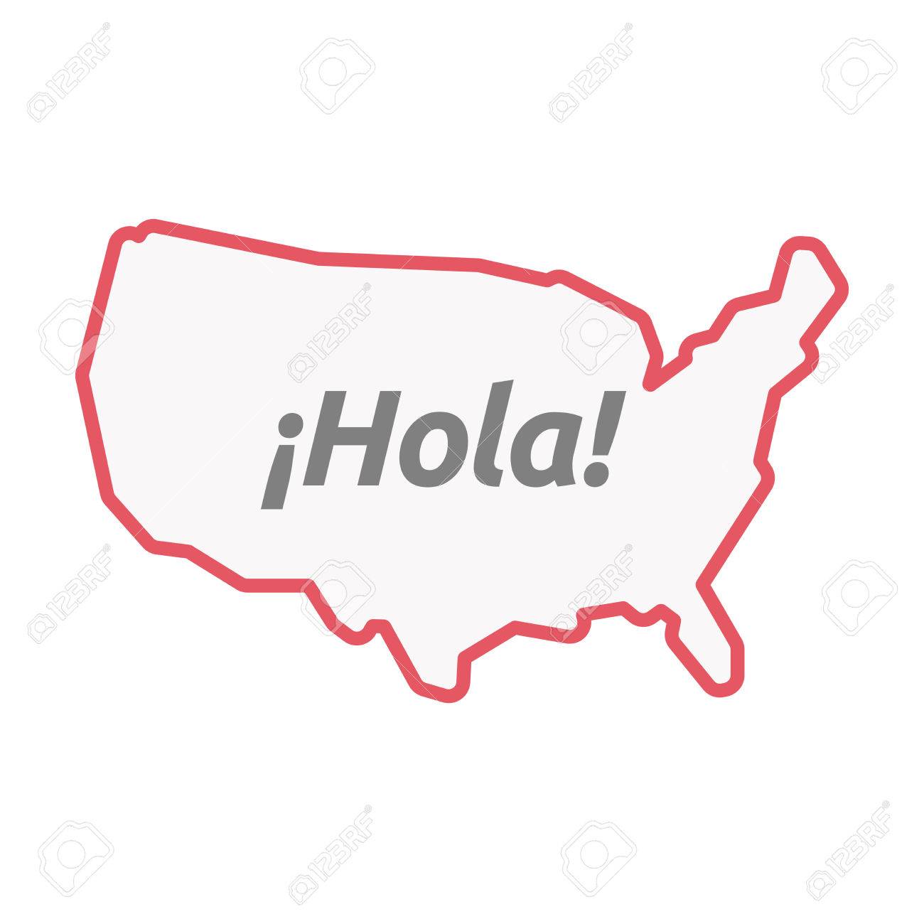 こんにちはというテキスト分離アメリカ合衆国行美術地図のイラスト スペイン語でのイラスト素材 ベクタ Image