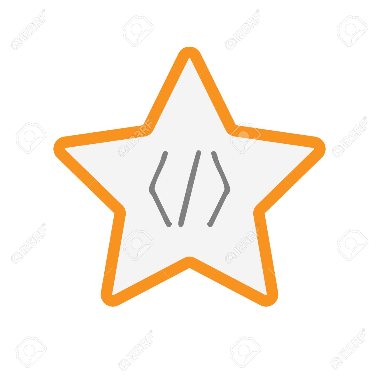 コード署名と隔離されたライン アート星のイラストのイラスト素材 ベクタ Image