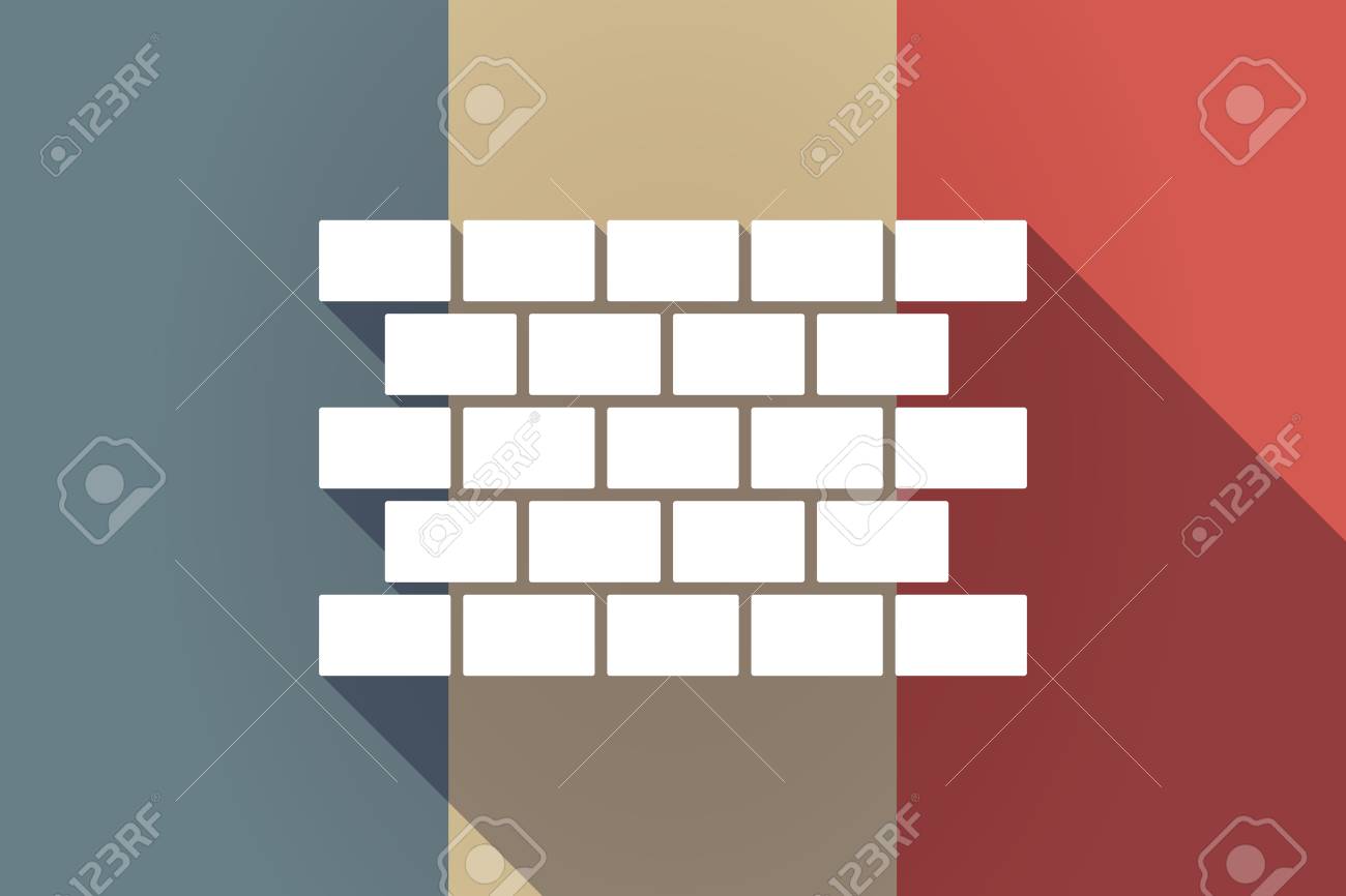 長い影のれんが造りの壁とフランスの国旗のイラストのイラスト素材 ベクタ Image