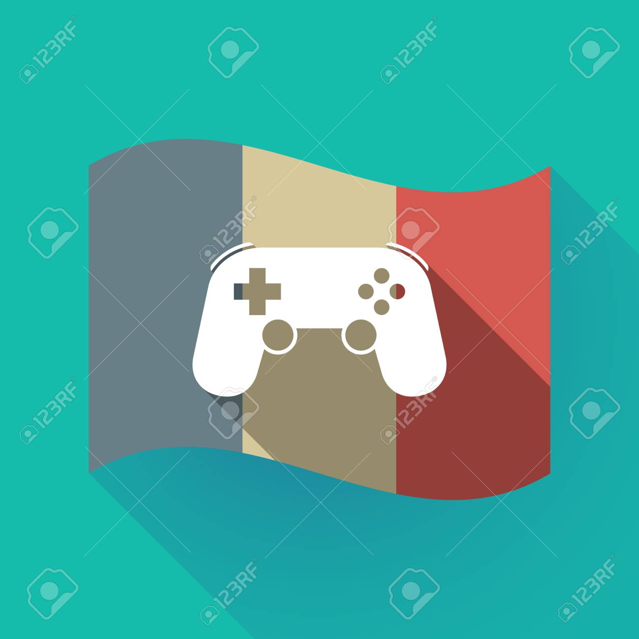 長い影ゲーム パッドとフランスの国旗のイラスト のイラスト素材 ベクタ Image