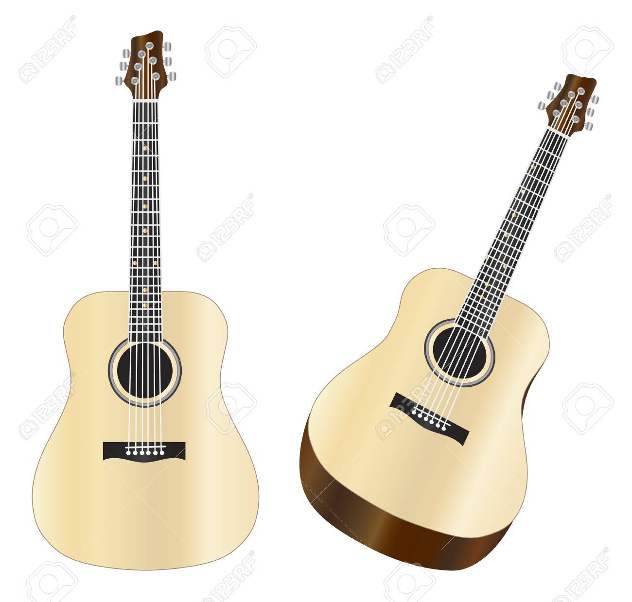 鋼弦アコースティック ギター白い背景イラストを分離 のイラスト素材 ベクタ Image
