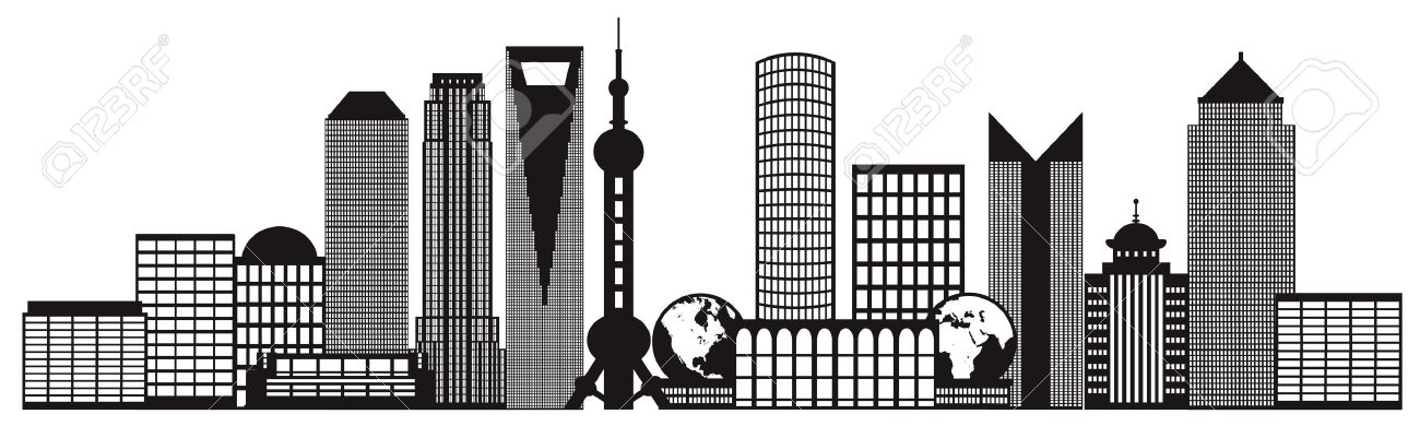 Shanghai China City Skyline Outline Silhouette Black Isolated Royalty Free Cliparts Vectors And Stock Illustration Image