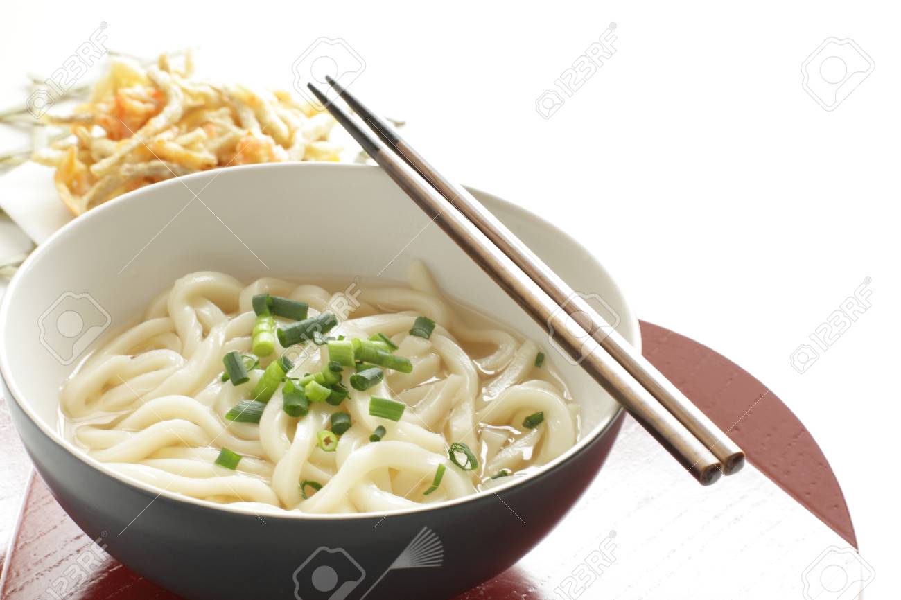 Japanese Food Udon Noodles And Spring Onion Stock Photo Picture