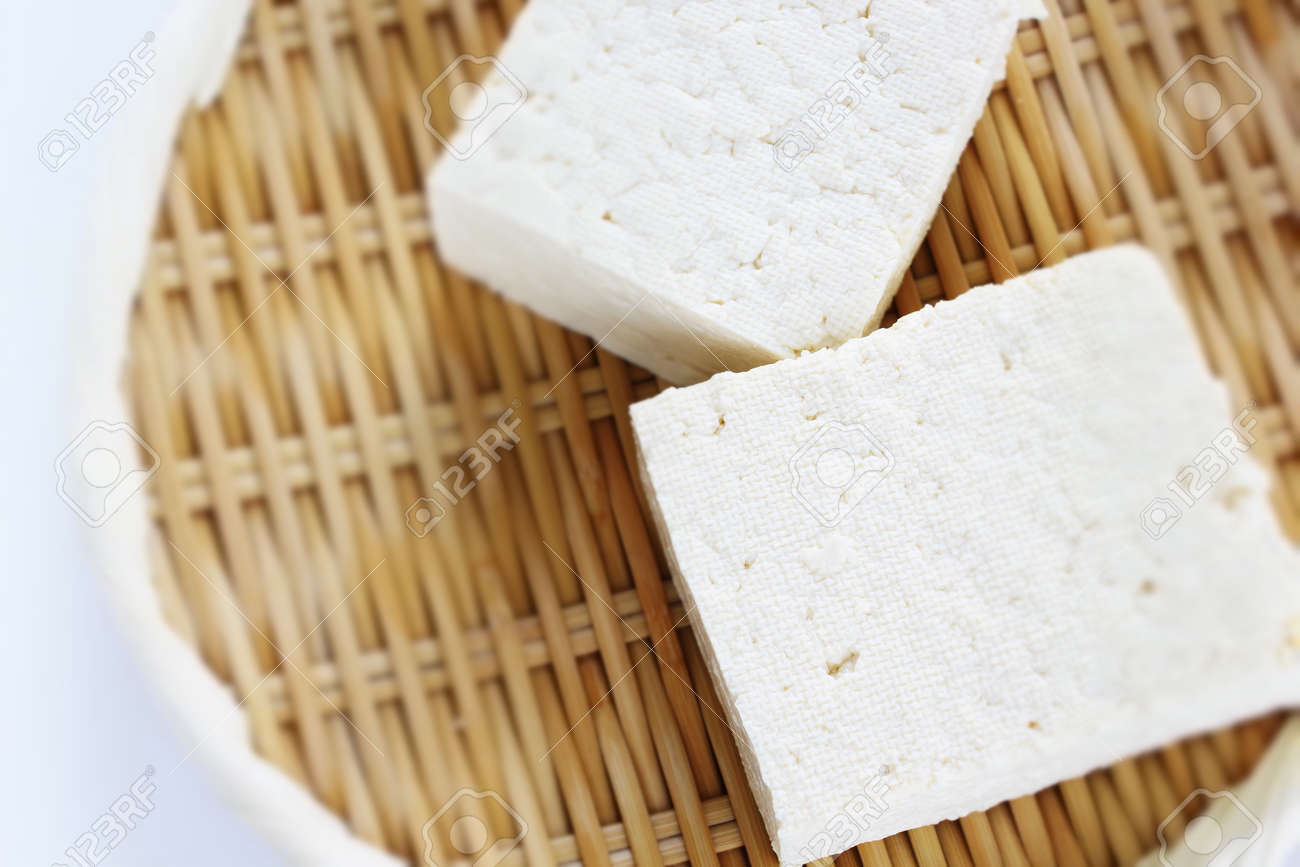 Healthy food ingredient, tofu on bamboo basket - 169819985 Healthy food ingredient, tofu on bamboo basket - 169819985