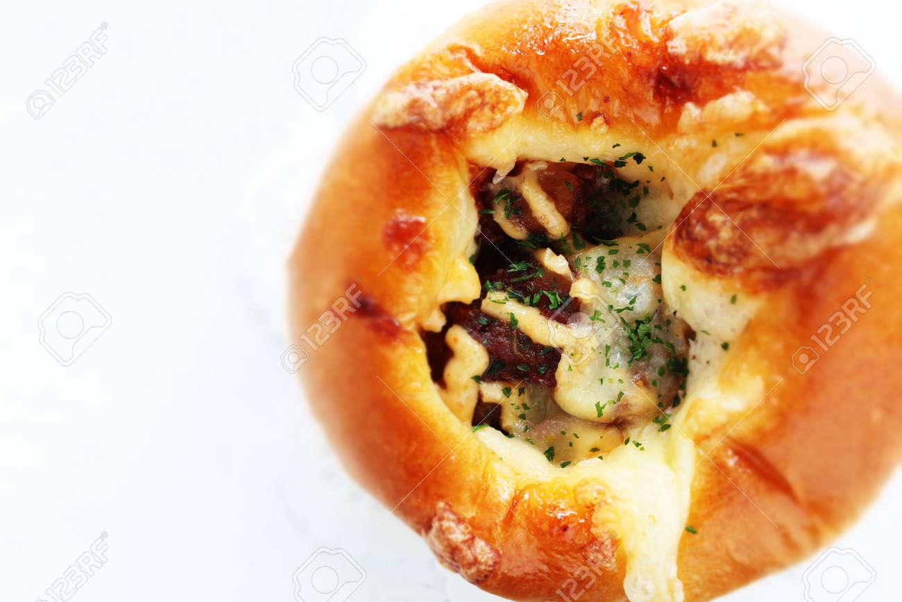 Homemade beef stew and cheese bun for breakfast - 169245930 Homemade beef stew and cheese bun for breakfast - 169245930