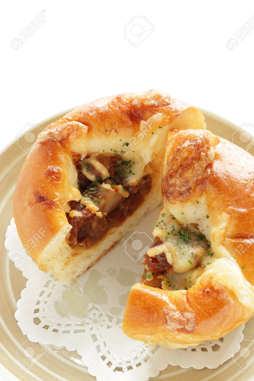 Homemade beef stew and cheese bun for breakfast - 169245933 Homemade beef stew and cheese bun for breakfast - 169245933