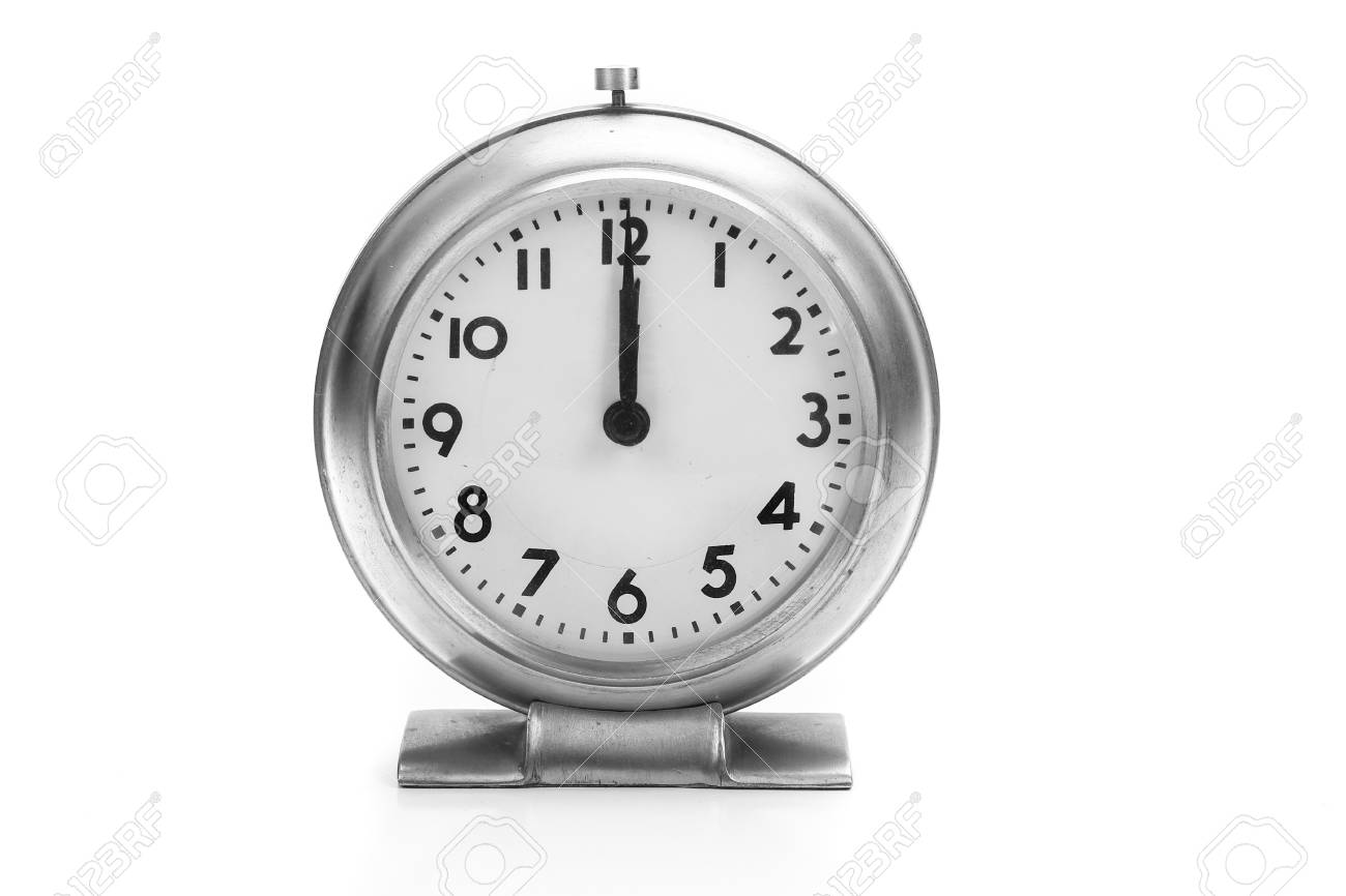 Weinlese Analoge Uhr Mit Den Handen Um 12 00 Eingestellt Antiker Wecker Mit Beiden Handen Um Zwolf Grosse Concpet Fur Die Zeit Vergeht Oder Neue Jahre Lizenzfreie Fotos Bilder Und Stock Fotografie Image 92270677