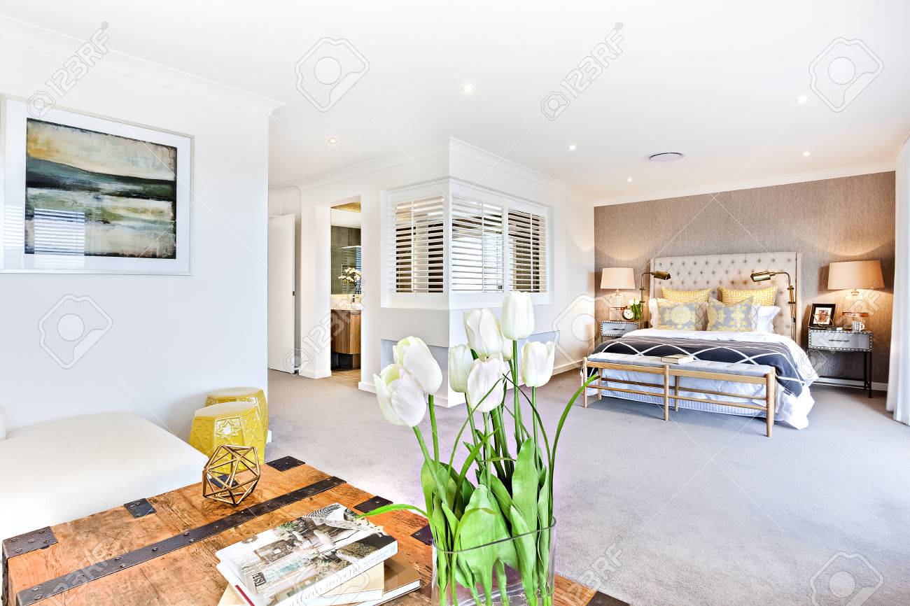 Modern Living Room And Bedroom With A Hallway To The Inside Of