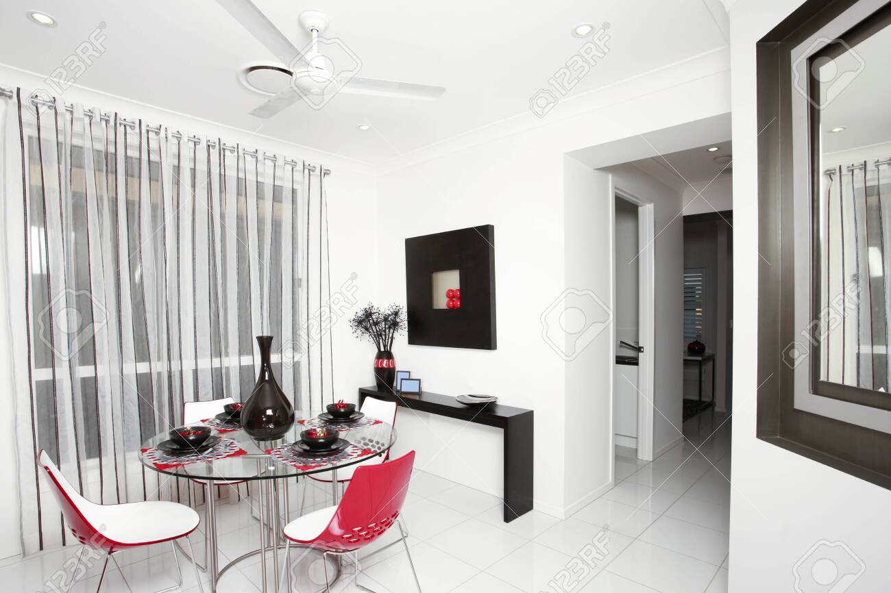 Beautiful Dining Room In New Luxury House Compact Modern Dining Stock Photo Picture And Royalty Free Image Image 154215211