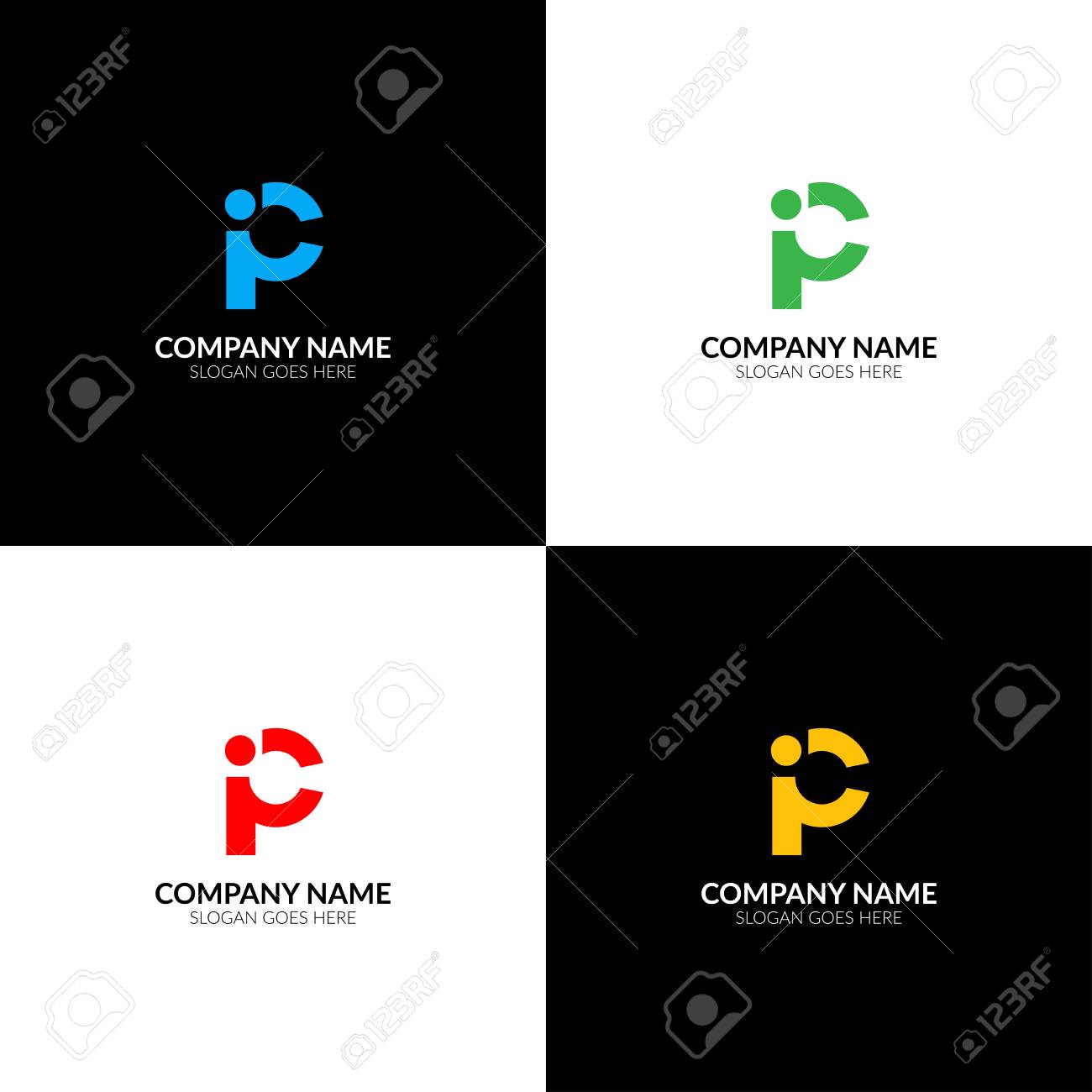 Letter p and i logo, icon flat and vector design template. The letter P and I logotype for brand or company with text. - 93812098 Letter p and i logo, icon flat and vector design template. The letter P and I logotype for brand or company with text. - 93812098