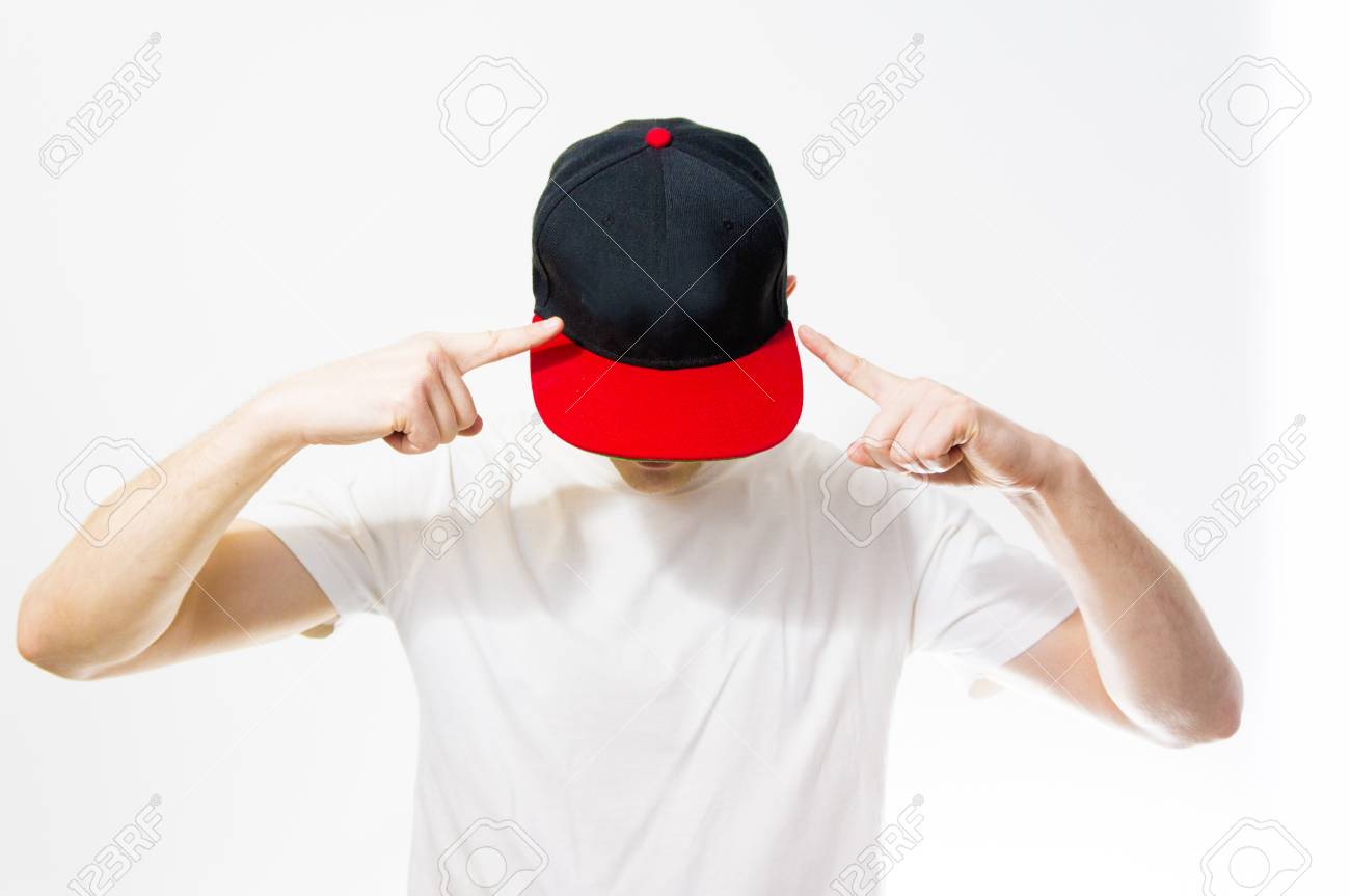 black and red baseball hat