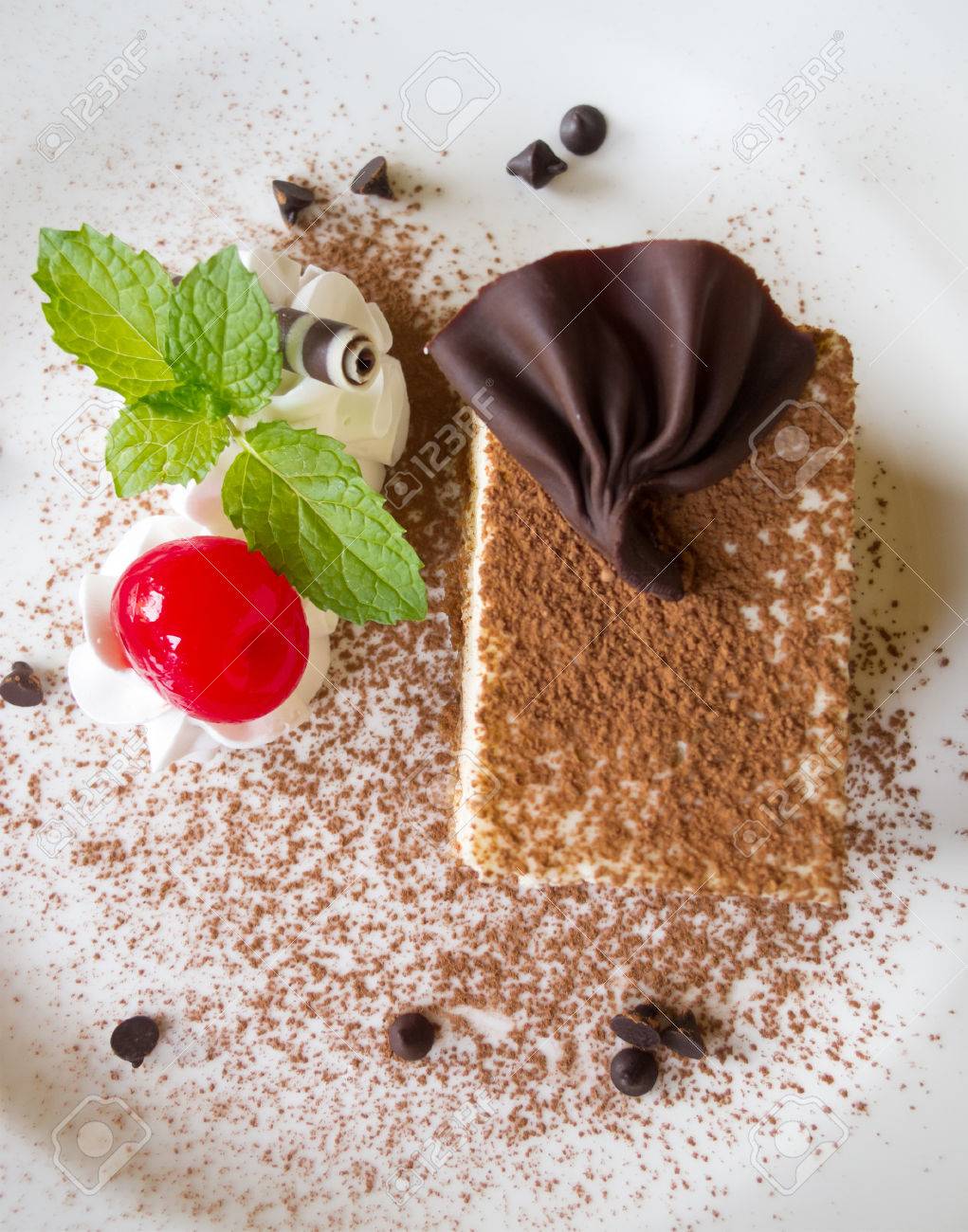 Tiramisu Cake Decoration For Serving At Restaurant Stock Photo Picture And Royalty Free Image Image