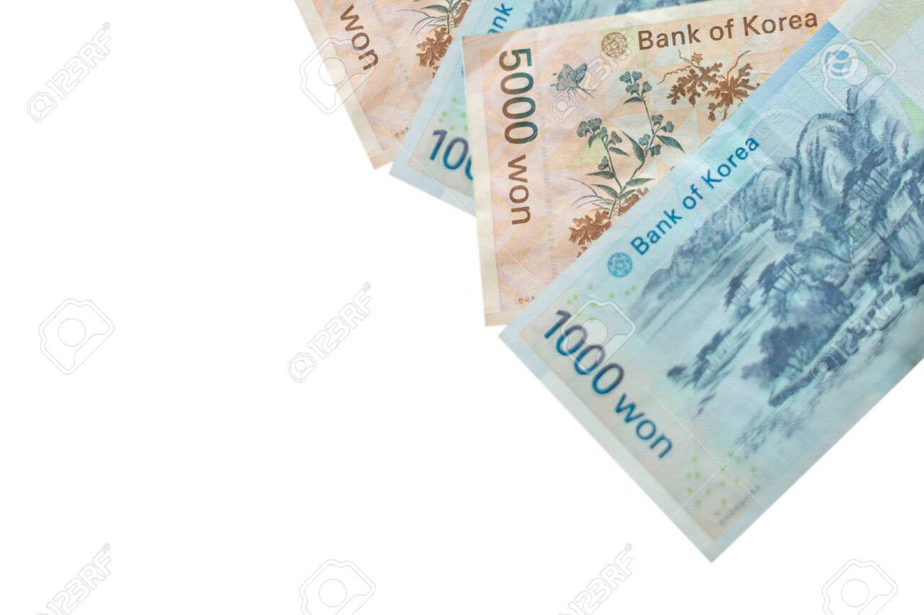 원화로 된 한국 돈; 흰색 바탕에 값 1000원과 5000원. 로열티 무료 사진, 그림, 이미지 그리고 스톡포토그래피. Image  127644674