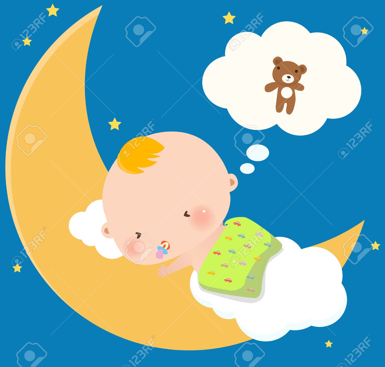 かわいい小さな男の子の赤ちゃん睡眠 Illustraonのイラスト素材 ベクタ Image