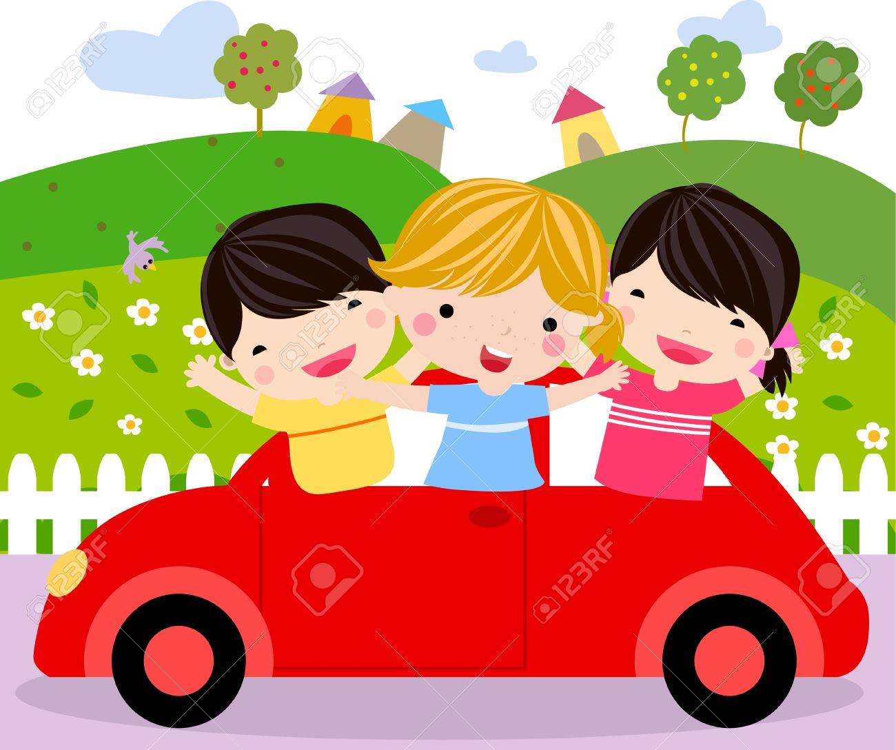 Children In Car Royalty Free SVG, Cliparts, Vectors, and Stock  Illustration. Image 8887628.