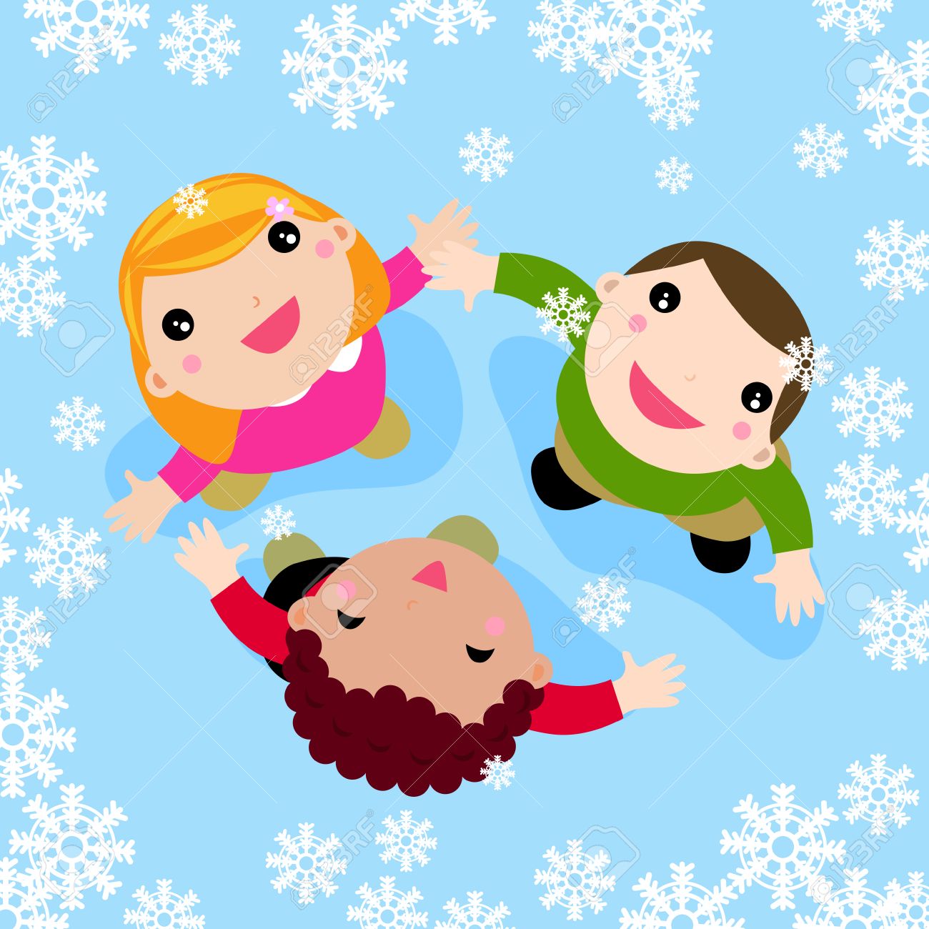 立ち下がり雪で遊ぶ多文化子どもたちのイラスト素材 ベクタ Image 立ち下がり雪で遊ぶ多文化子どもたちのイラスト素材 ベクタ Image