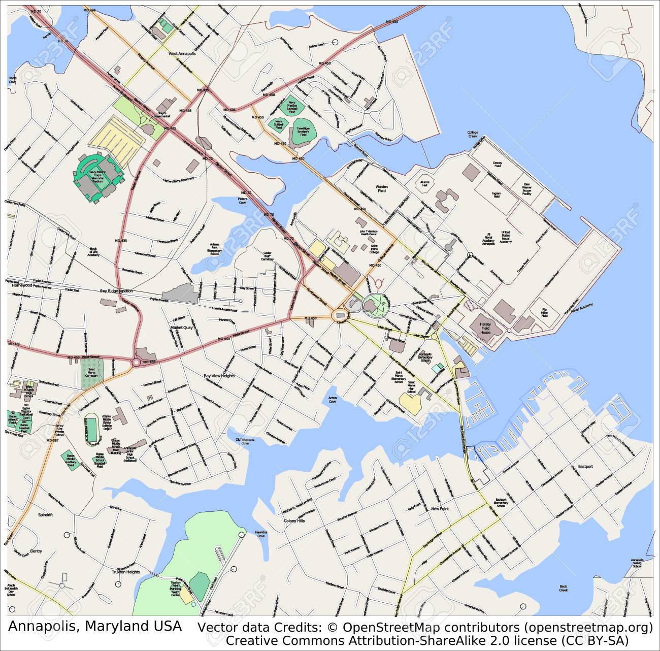 Map Of Downtown Annapolis Annapolis Maryland City Map Aerial View Stock Photo, Picture And Royalty  Free Image. Image 37285401.