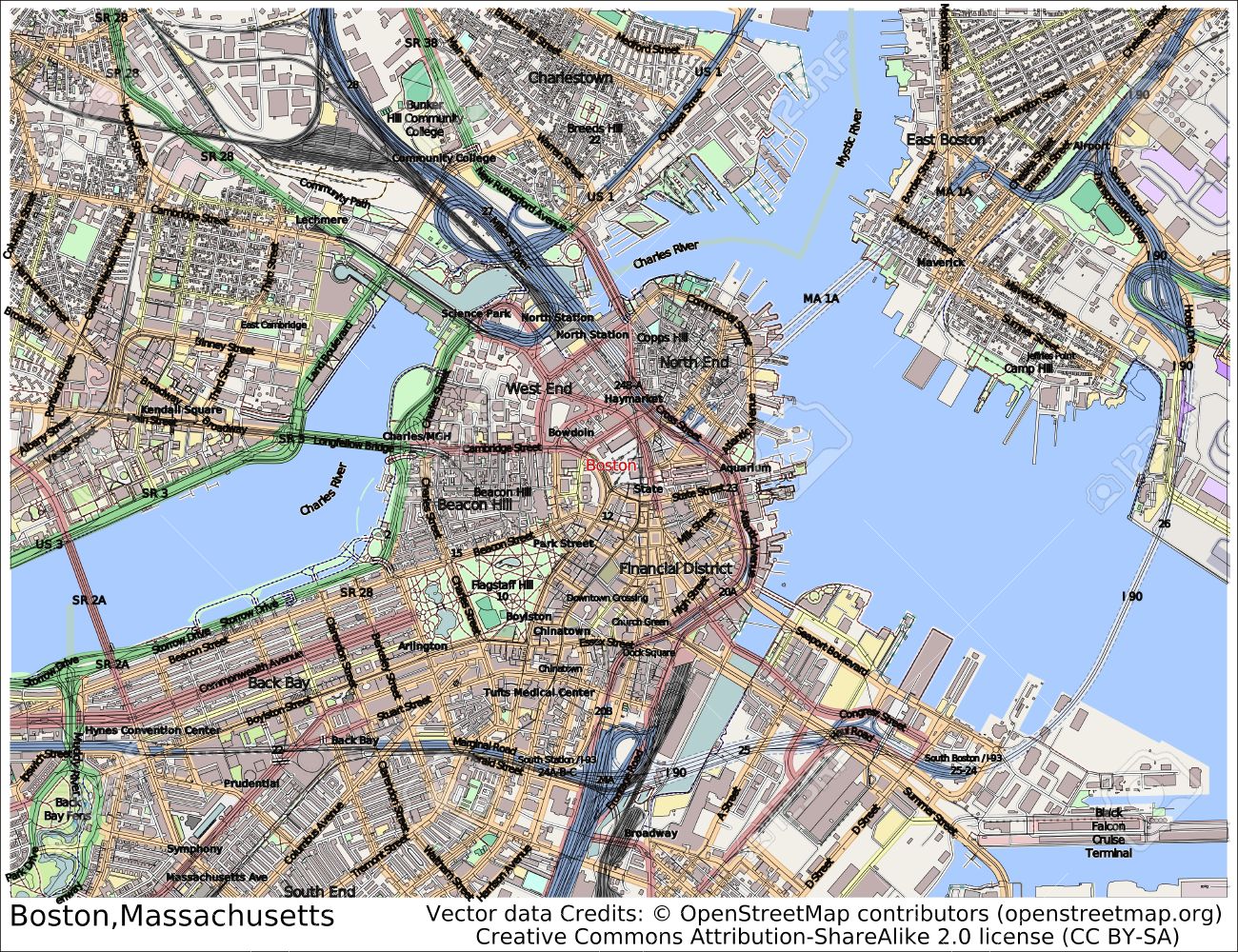 Mapa de boston ciudad