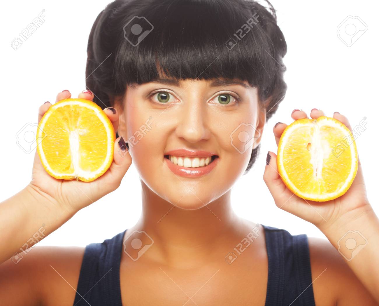 Happy Girl Holding Oranges Over Face Stock Photo Picture And Royalty Free Image Image 31605870 Face is the most sensitive part of your body to protect it from dullness, dark spot and any other skin problems there are various types of homemade face pack that helps to increase your beauty. 123rf com