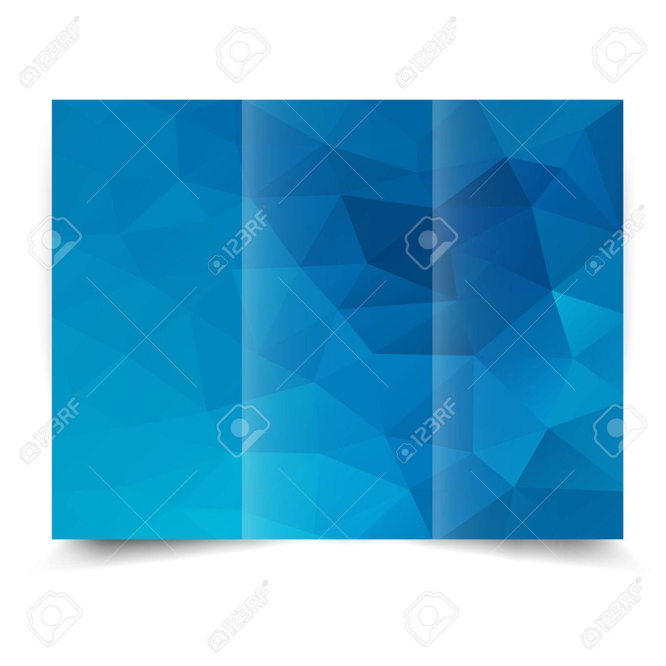 blue tri fold brochure design template with abstract geometric tri fold background