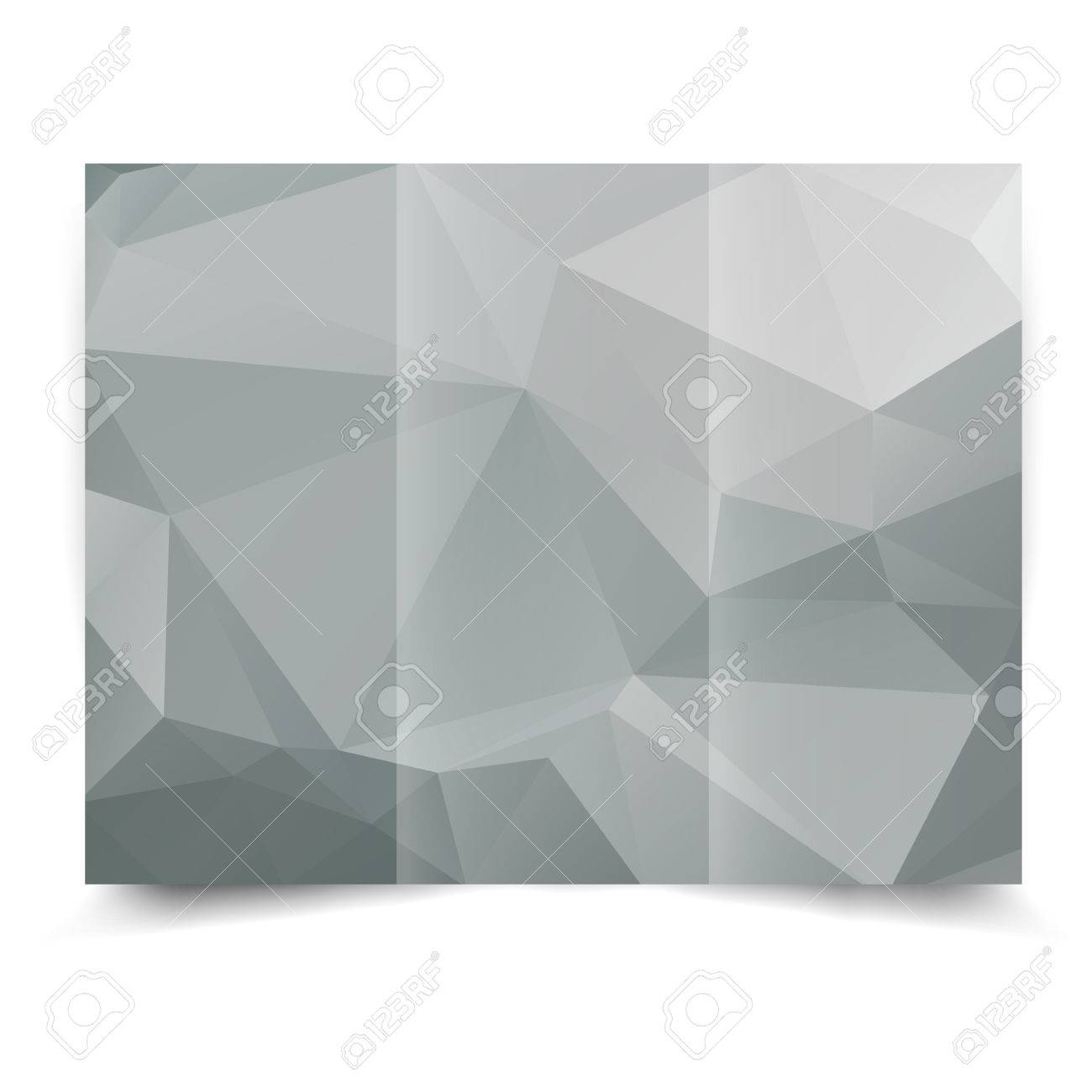 grey tri fold brochure design template with abstract geometric tri fold background