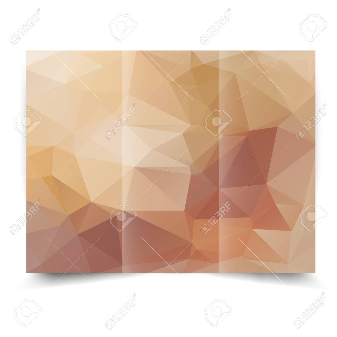 Beige Tri-fold Brochure Design Template With Abstract Geometric Background.  Tri-Fold Mock Up And Back Brochure Design With Triangles. Royalty Free SVG,  Cliparts, Vectors, And Stock Illustration. Image 36189801.