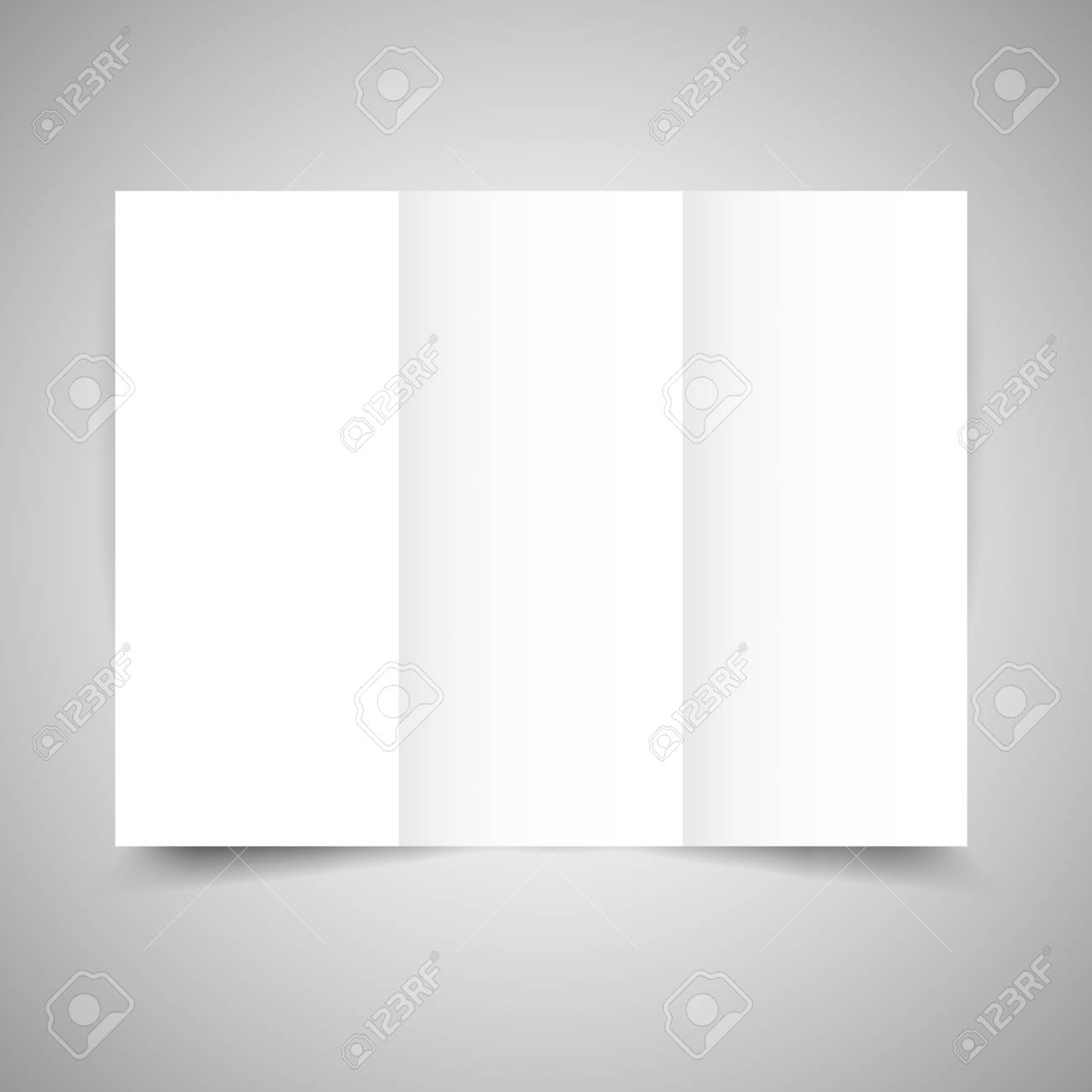 blank tri fold paper brochure design template with soft shadows