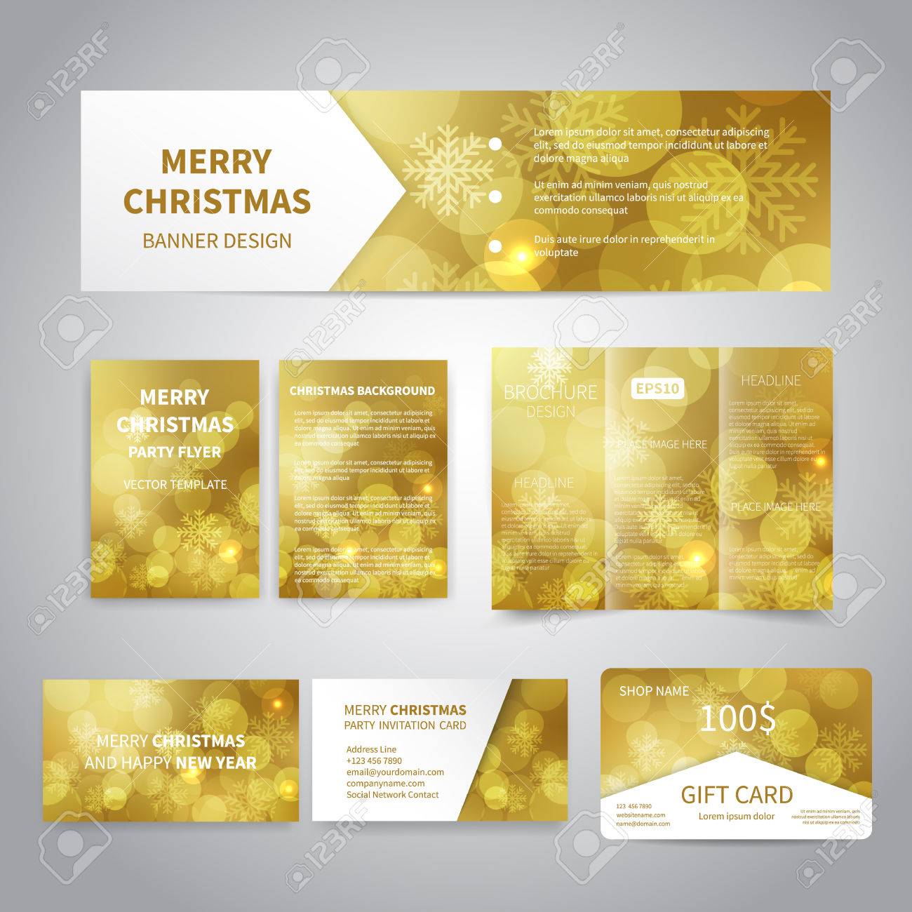 Frohe Weihnachten Banner Flyer Broschure Karten Geschenk Karte Design Vorlagen Mit Schneeflocken Gesetzt Funkelt Auf Gold Hintergrund Frohe Weihnachten Und Gluckliches Neues Jahr Party Einladung Forderungdrucken Lizenzfrei Nutzbare