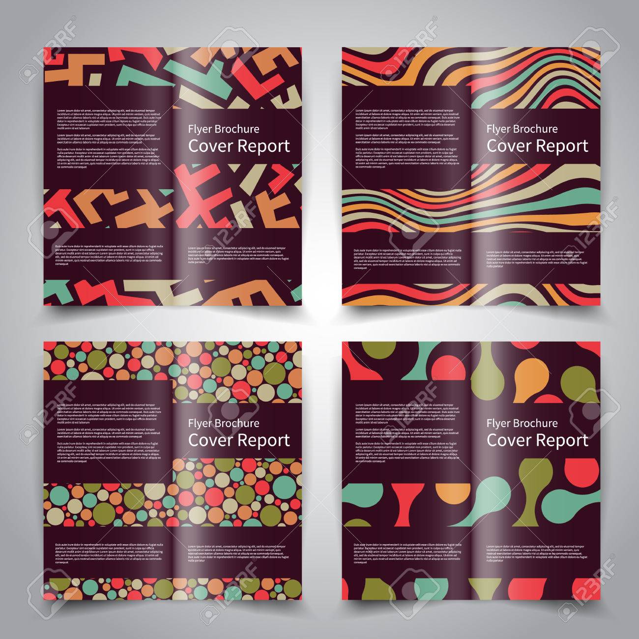brochure design templates set with abstract geometric ornament