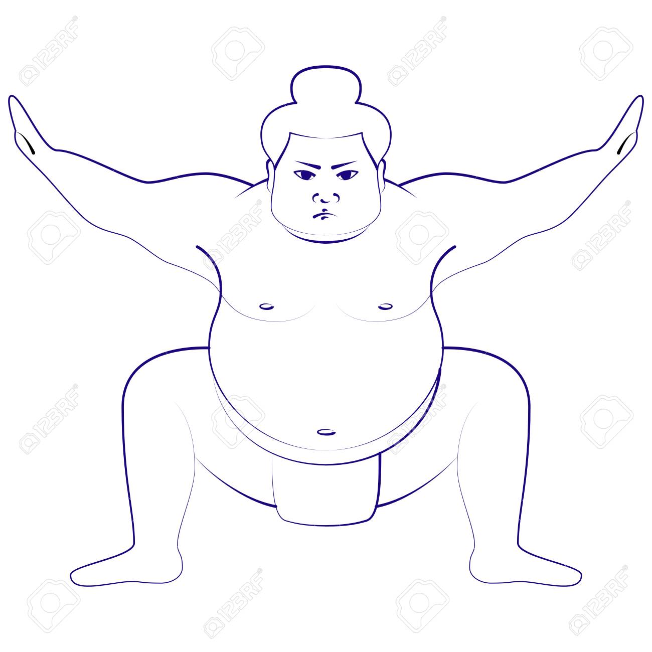 相撲取り力士のイラスト ペン画の模造 白い背景 のイラスト素材 ベクタ Image